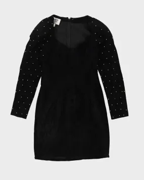 00s Black Suede Studded Mini Dress - S