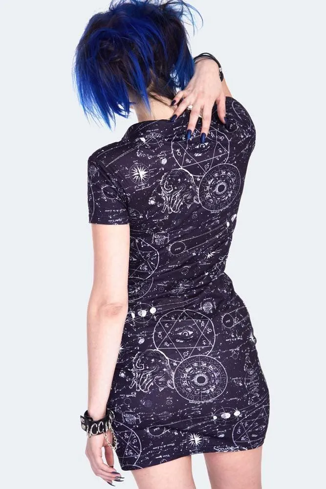 Alchemy Cat Print Mini Polo Dress