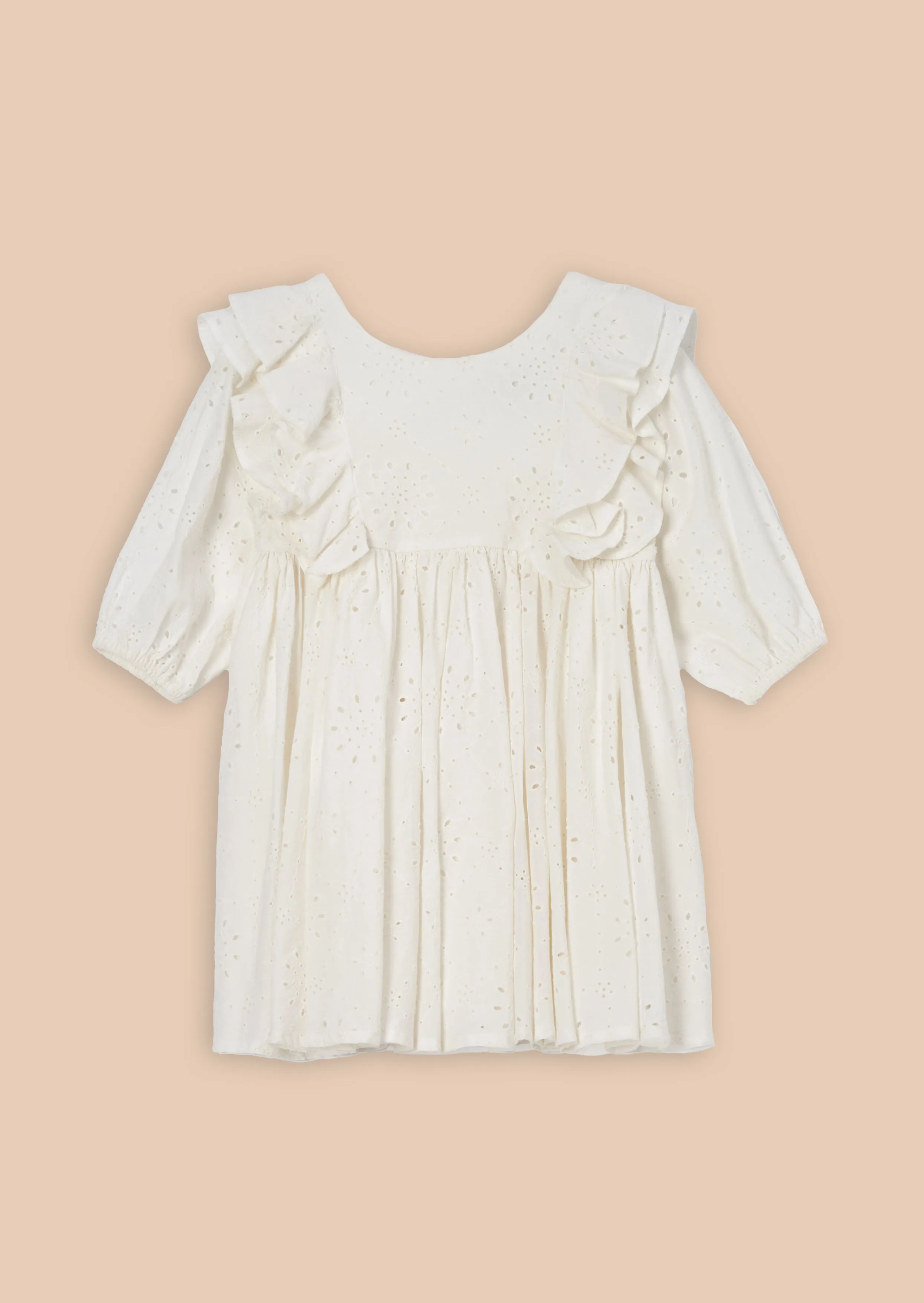 Alessandra White Broderie Ruffle Dress