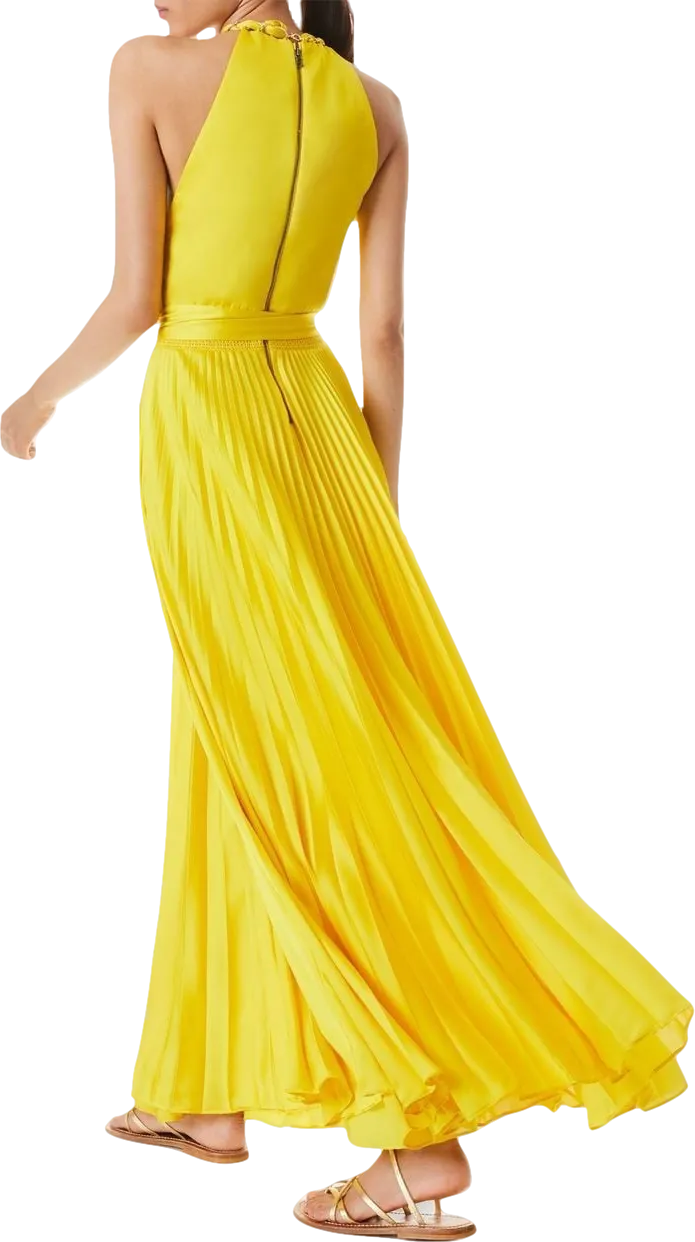 Alice   Olivia Yellow Halterneck Maxi Dress BNWT UK 6