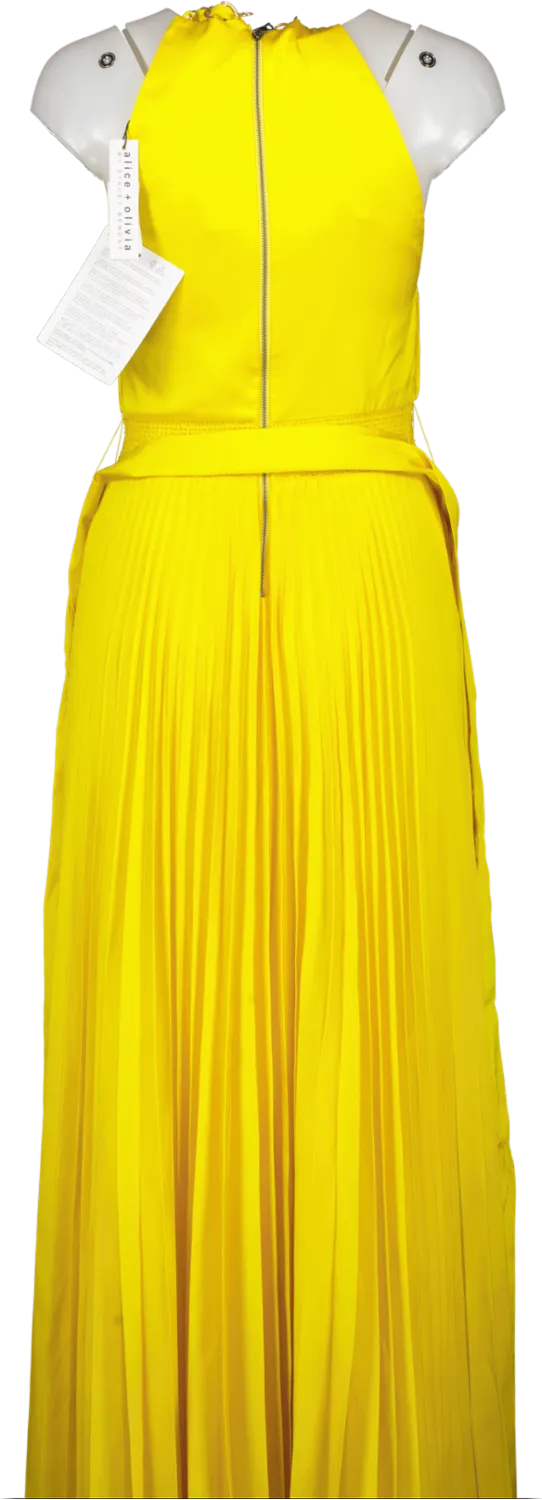 Alice   Olivia Yellow Halterneck Maxi Dress BNWT UK 6