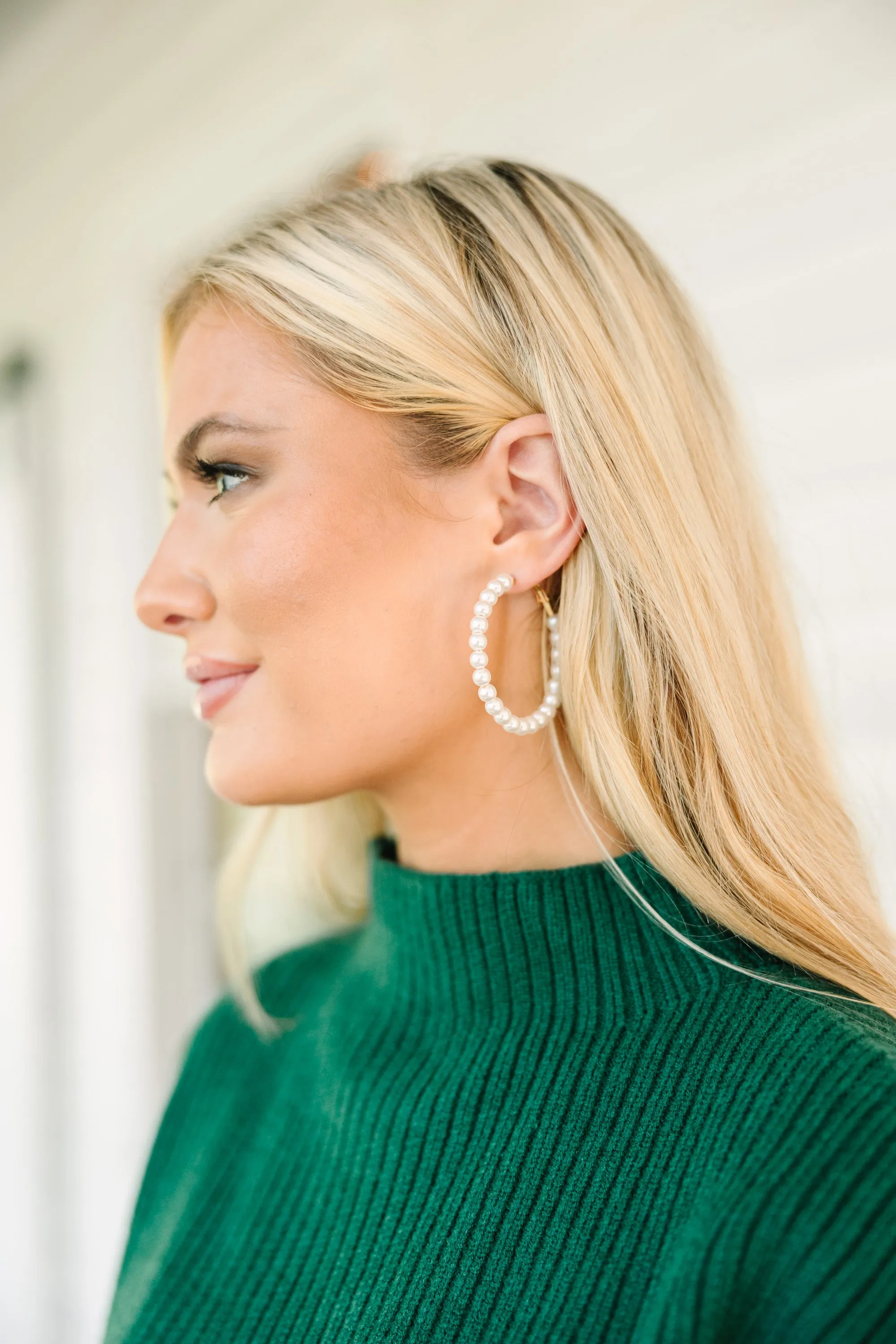 All Class Pearl Hoop Earrings