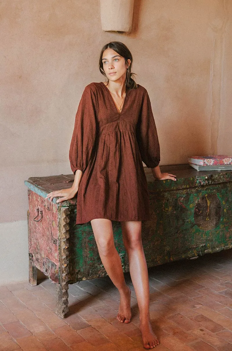 ALMA Mini Dress - chocolate cotton