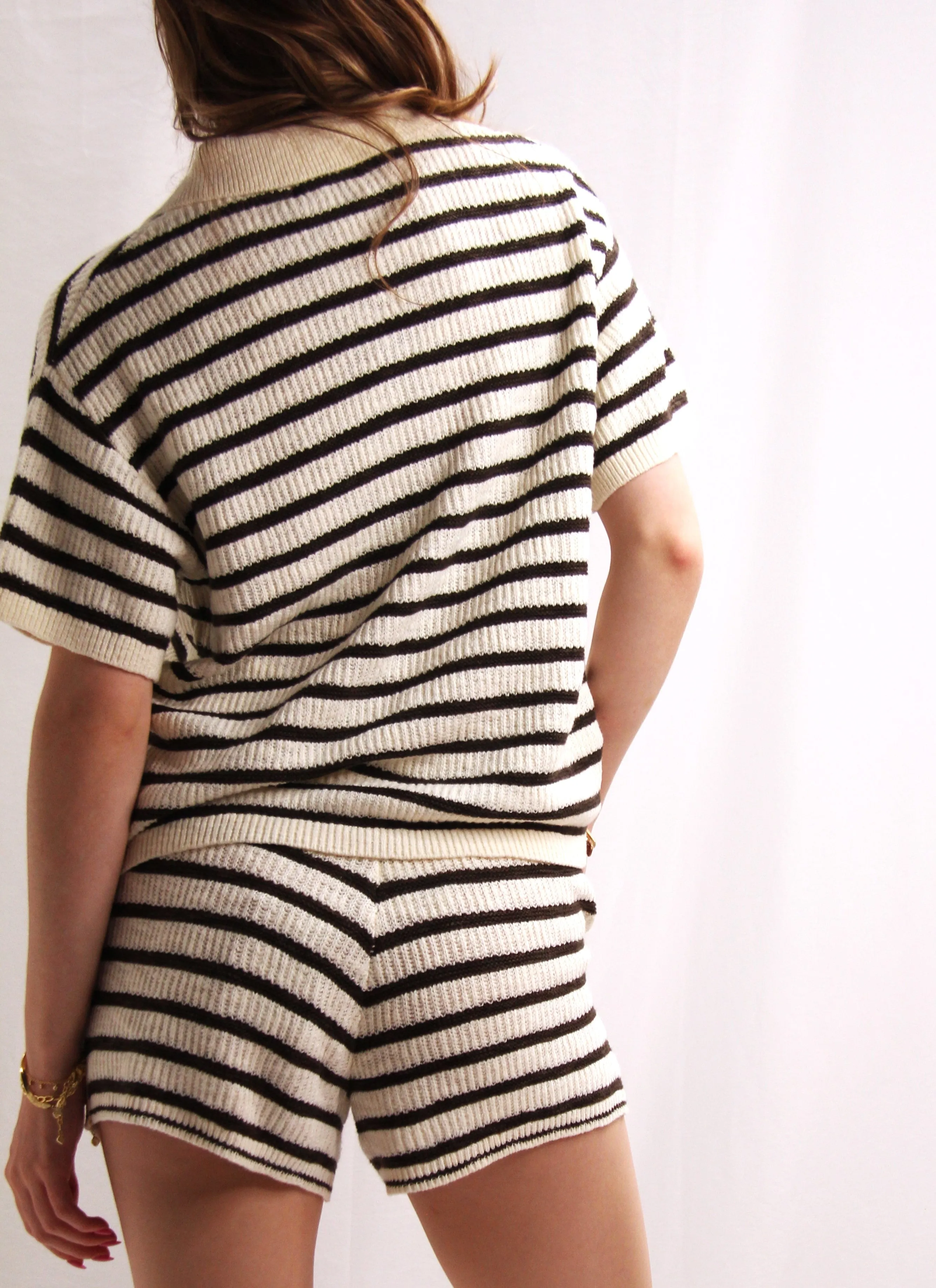 Amanda Top - Cream/Dark Brown Stripe