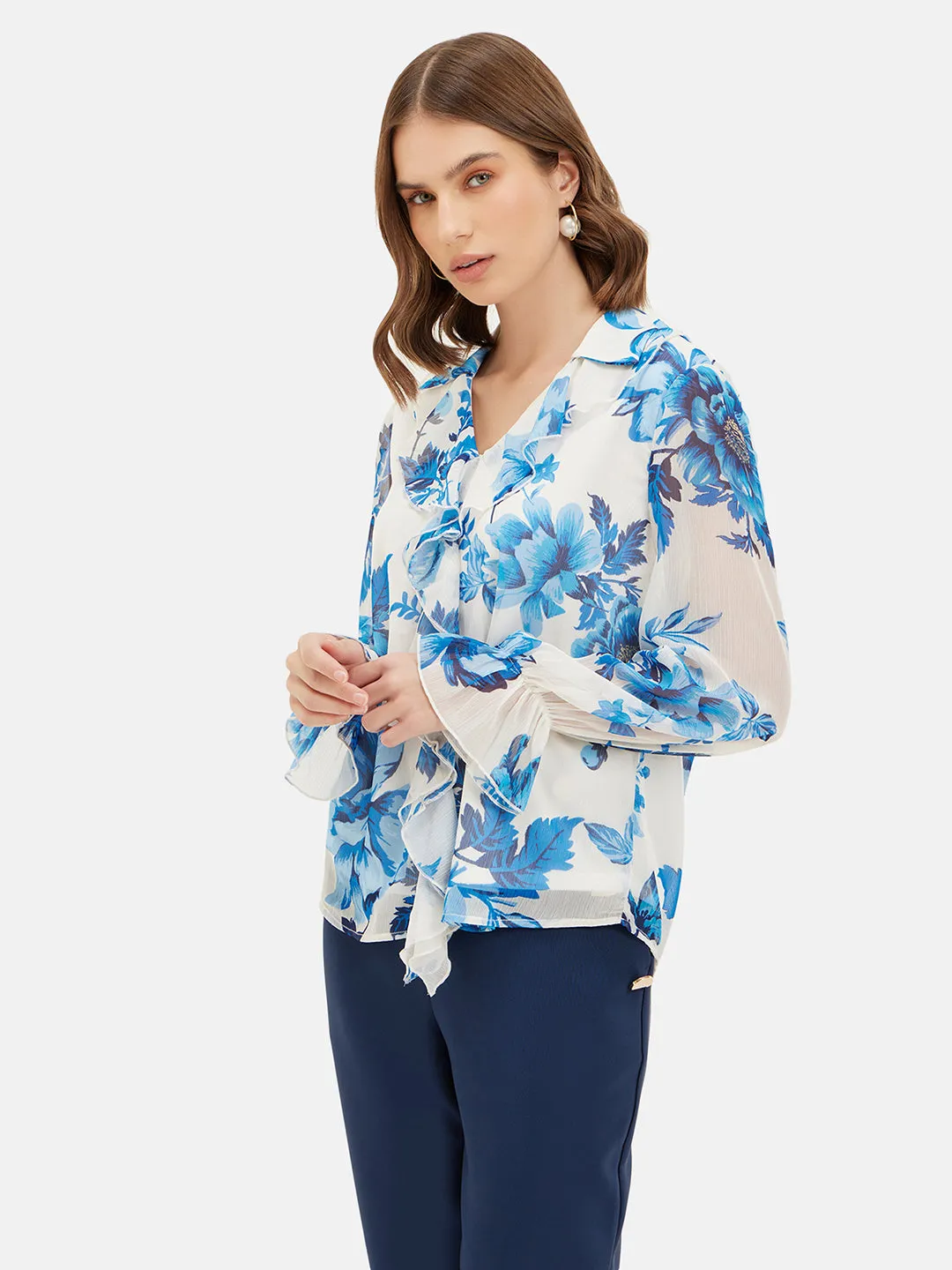 Amelia Printed Ruffled Top