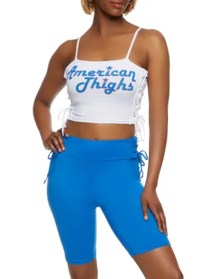 American Thighs Lace Up Side Crop Top