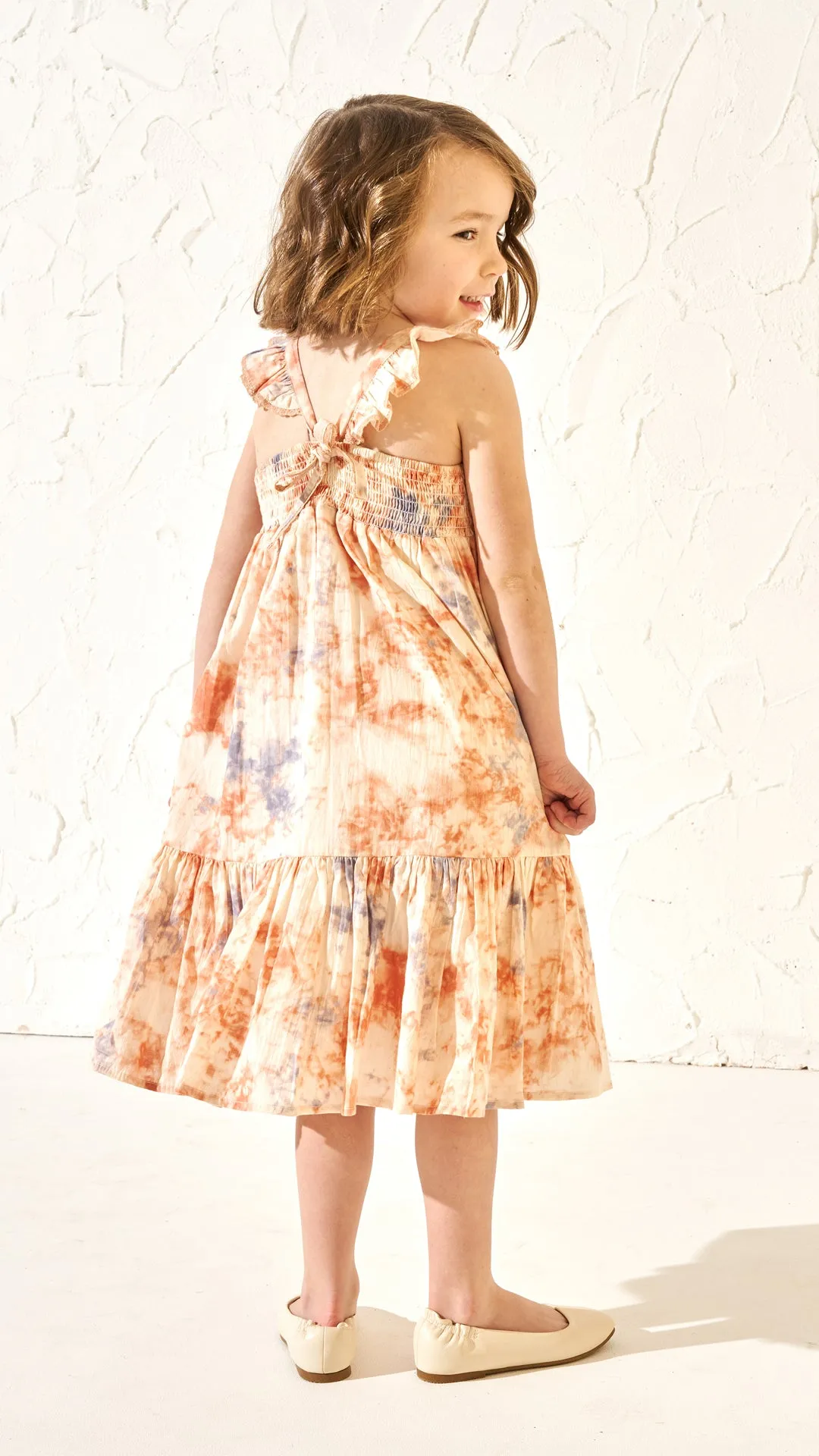 April Orange Pastel Tie Dye Dress