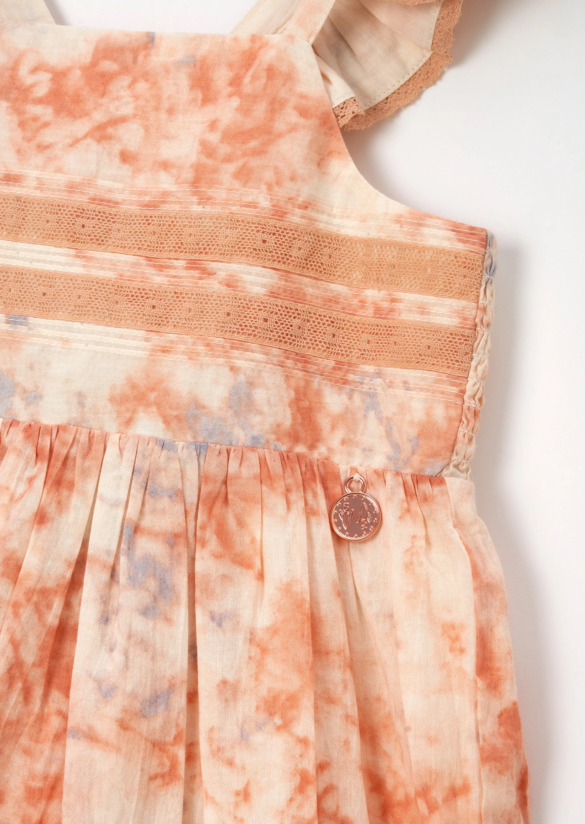 April Orange Pastel Tie Dye Dress