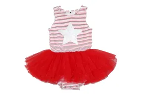 Baby Stripe Star Tutu Dress - Red