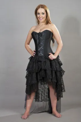 Beverly Prom Corset Dress In Black Taffeta