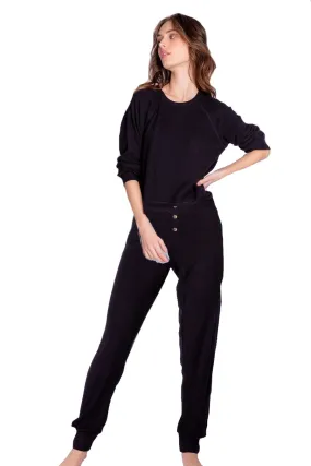 Black Texture Lounge Pant/Top Set