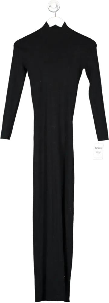 BOA Black Fine Knit Maxi Dress UK S