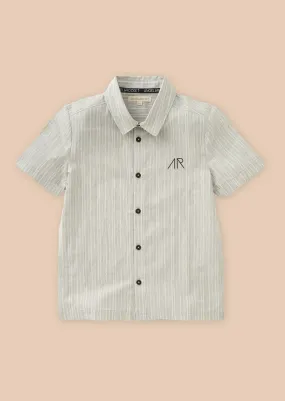 Boys Grey Striped Half Sleeves Smart Shirt