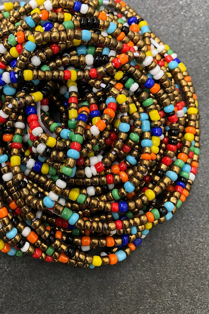 Bronzed Rainbow Tie On Waist Beads