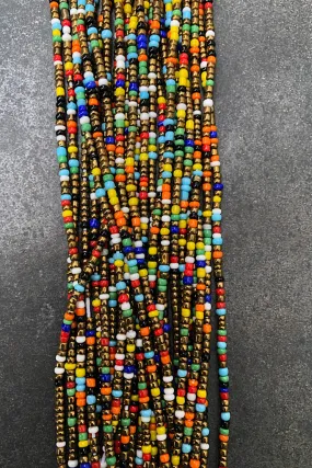 Bronzed Rainbow Tie On Waist Beads