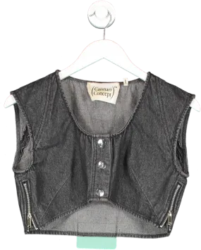 Cannari Concept Black Denim Button Front Crop Top UK 8