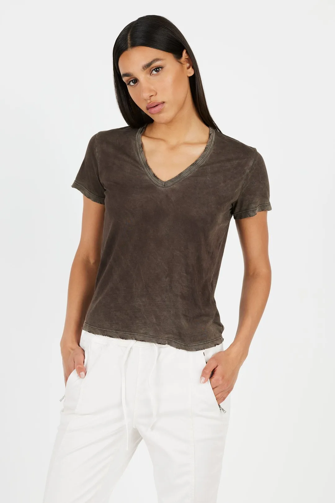 Cotton Citizen Standard V-Neck Tee - Vintage Espresso