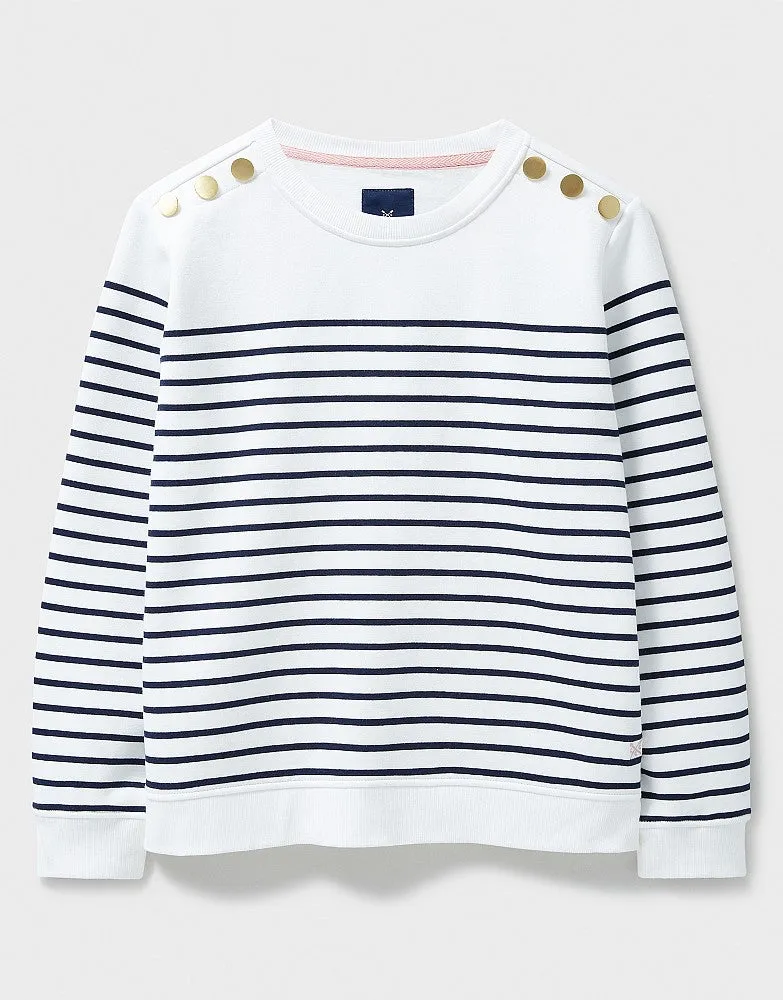 Crew Clothing - Nautical Button Shoulder Sweatshirt - Dark Navy/White