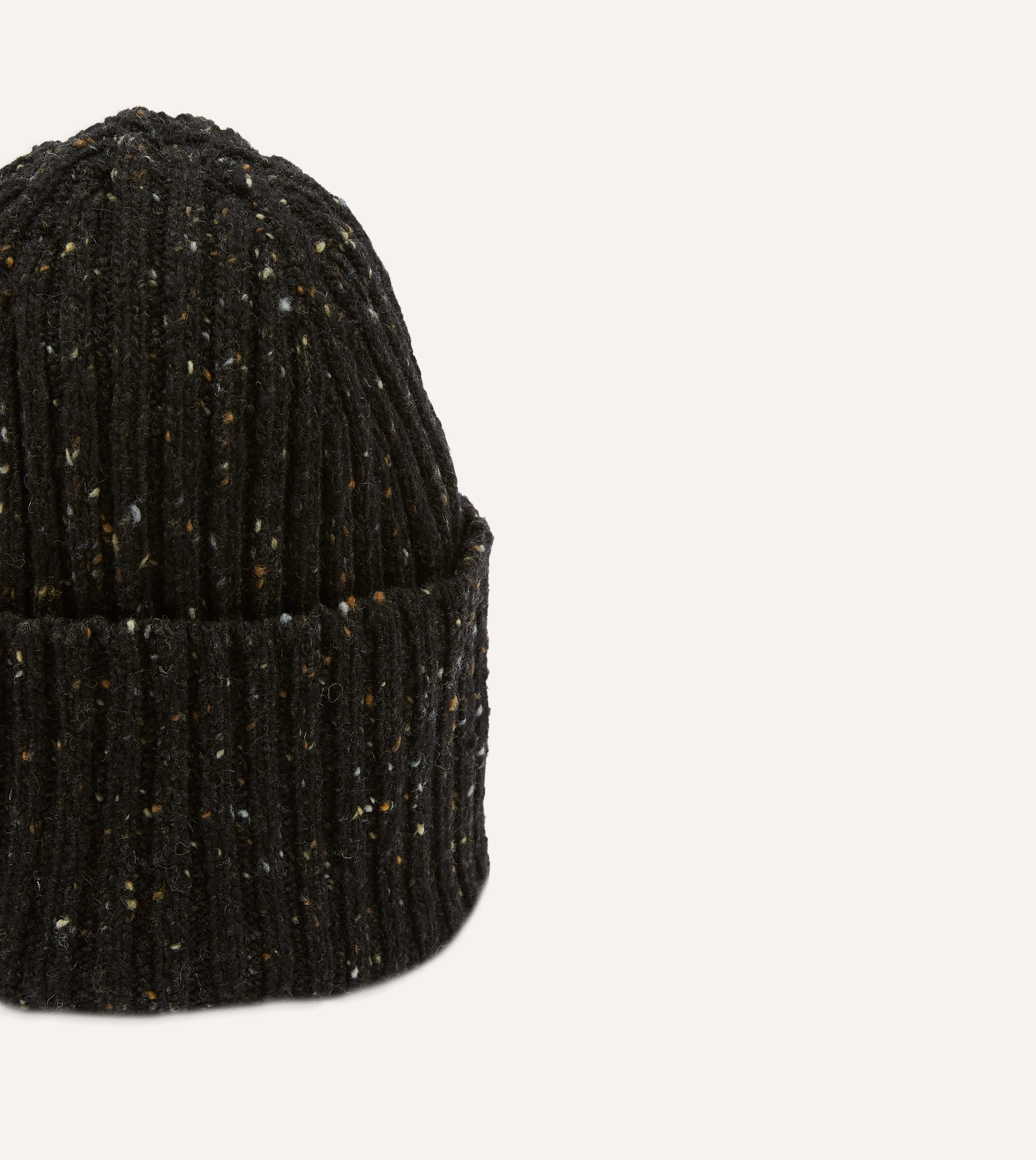 Dark Brown Donegal Ribbed Merino Knit Cap