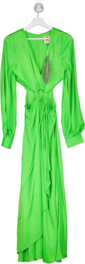 FARM RIO Lime Green Cut Out Long Sleeve Maxi Dress UK M