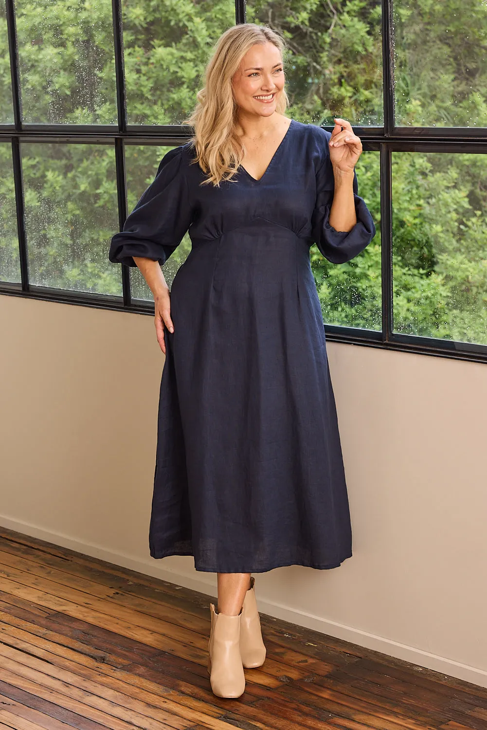 Farrah Long Sleeve Dress in Navy