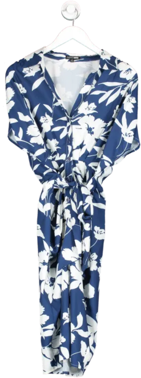 Fashion Nova Blue Floral Emotions Shirt Dress UK S