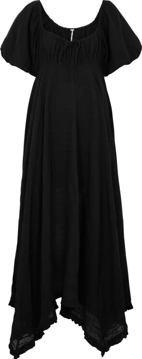 Free People Black On My Level Cotton Maxi Dress UK S