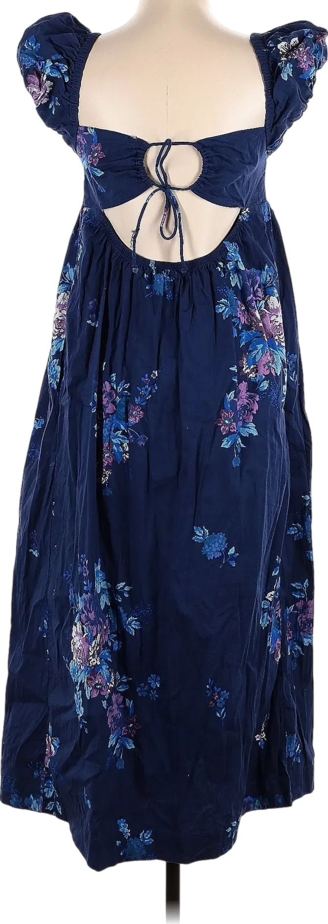 Free People Blue Linda Lou Poplin Maxi Dress UK XS