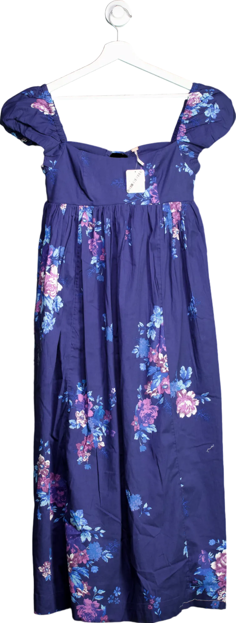 Free People Blue Linda Lou Poplin Maxi Dress UK XS