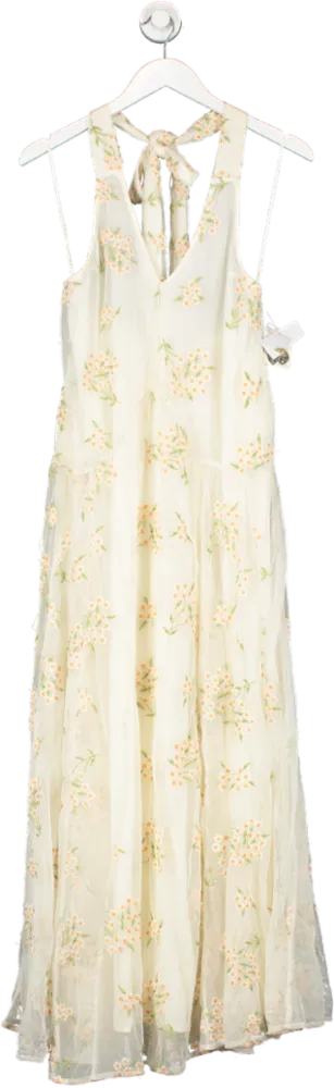 Free People Cream Julie Embroidered Maxi Dress UK XS