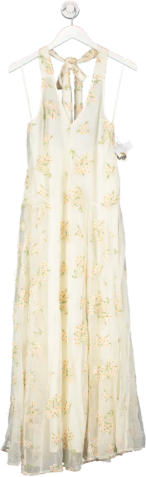 Free People Cream Julie Embroidered Maxi Dress UK XS