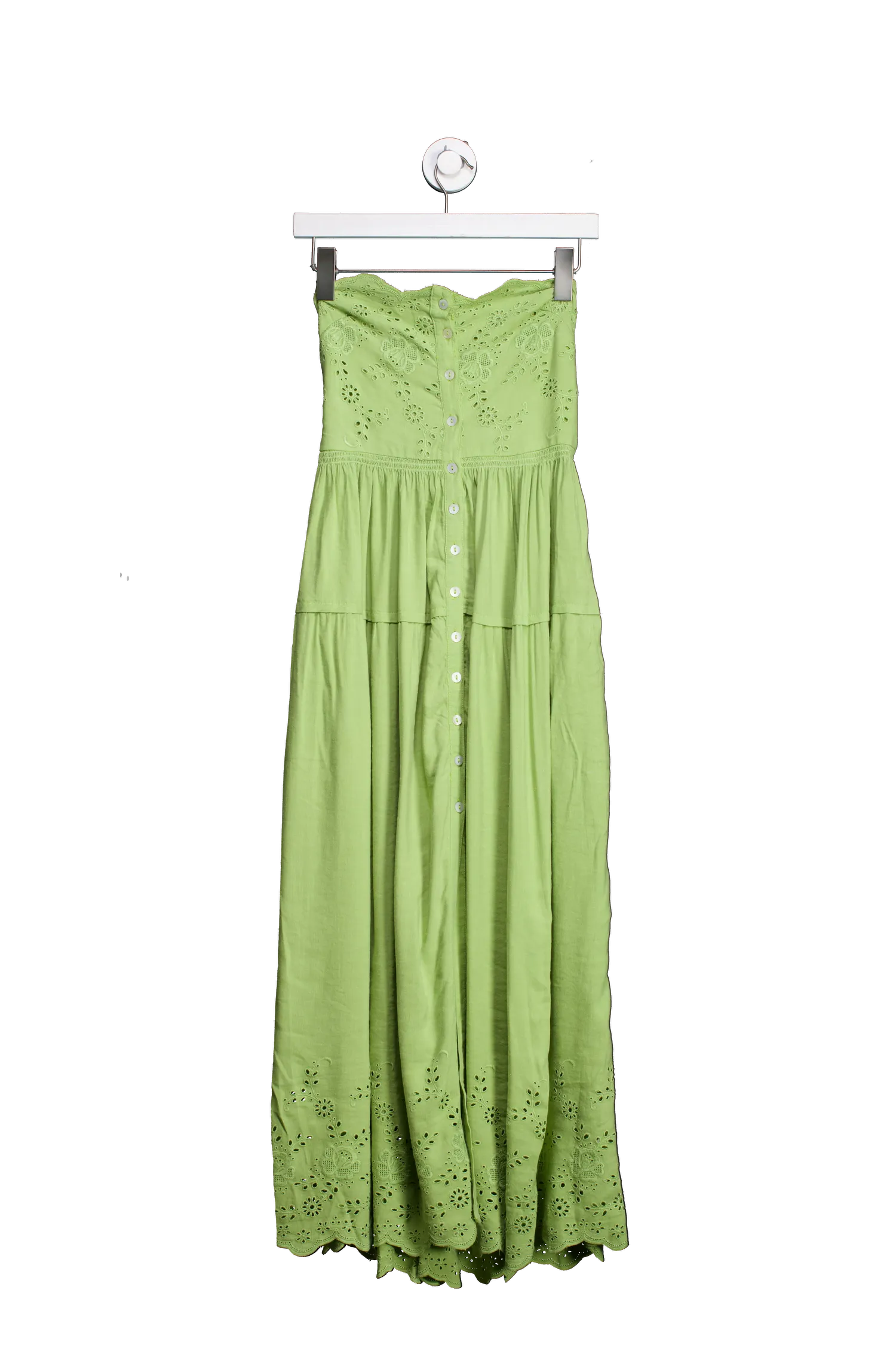 Free People Green Evelyn Eyelet Midi Dress UK L