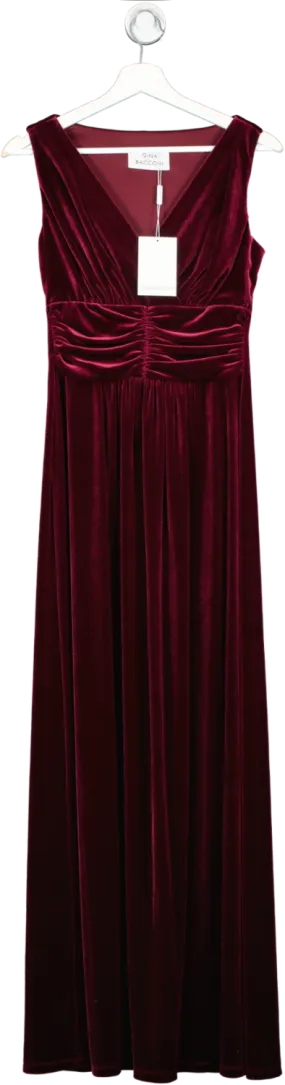 gina bacconi Red Wine Patricia Sleeveless Velvet Maxi Dress BNWT UK 8