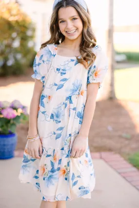 Girls: Sunny Days Ivory White Floral Dress