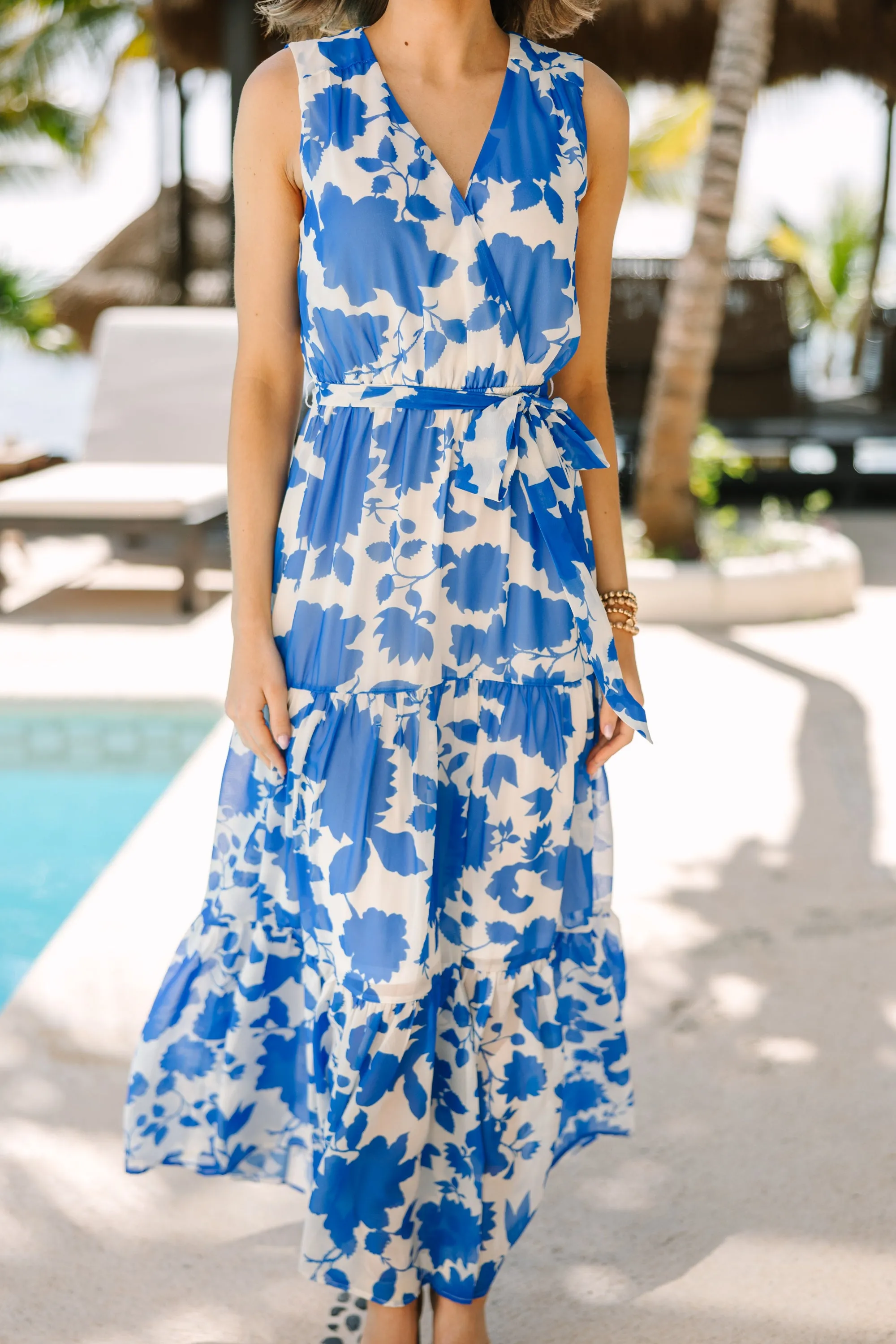 Give Your All Royal Blue Floral Maxi Dress