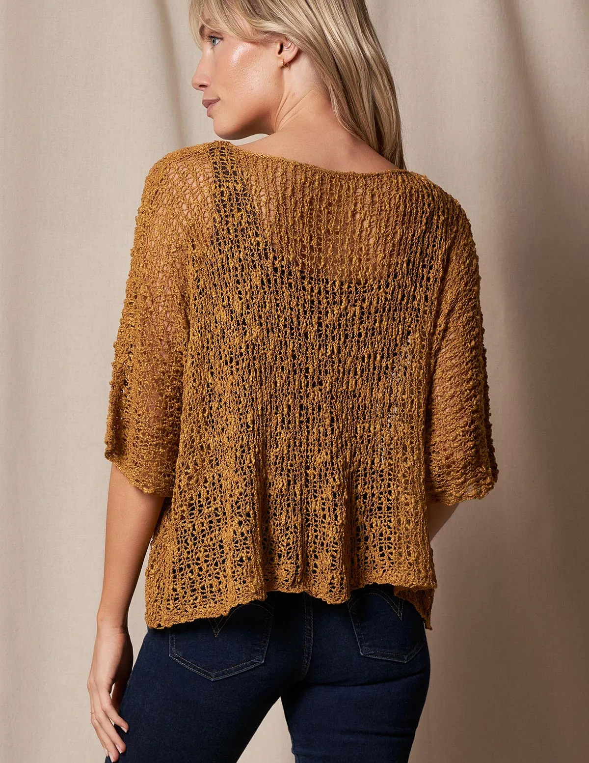 Handwoven Riva Knit Crop Poncho