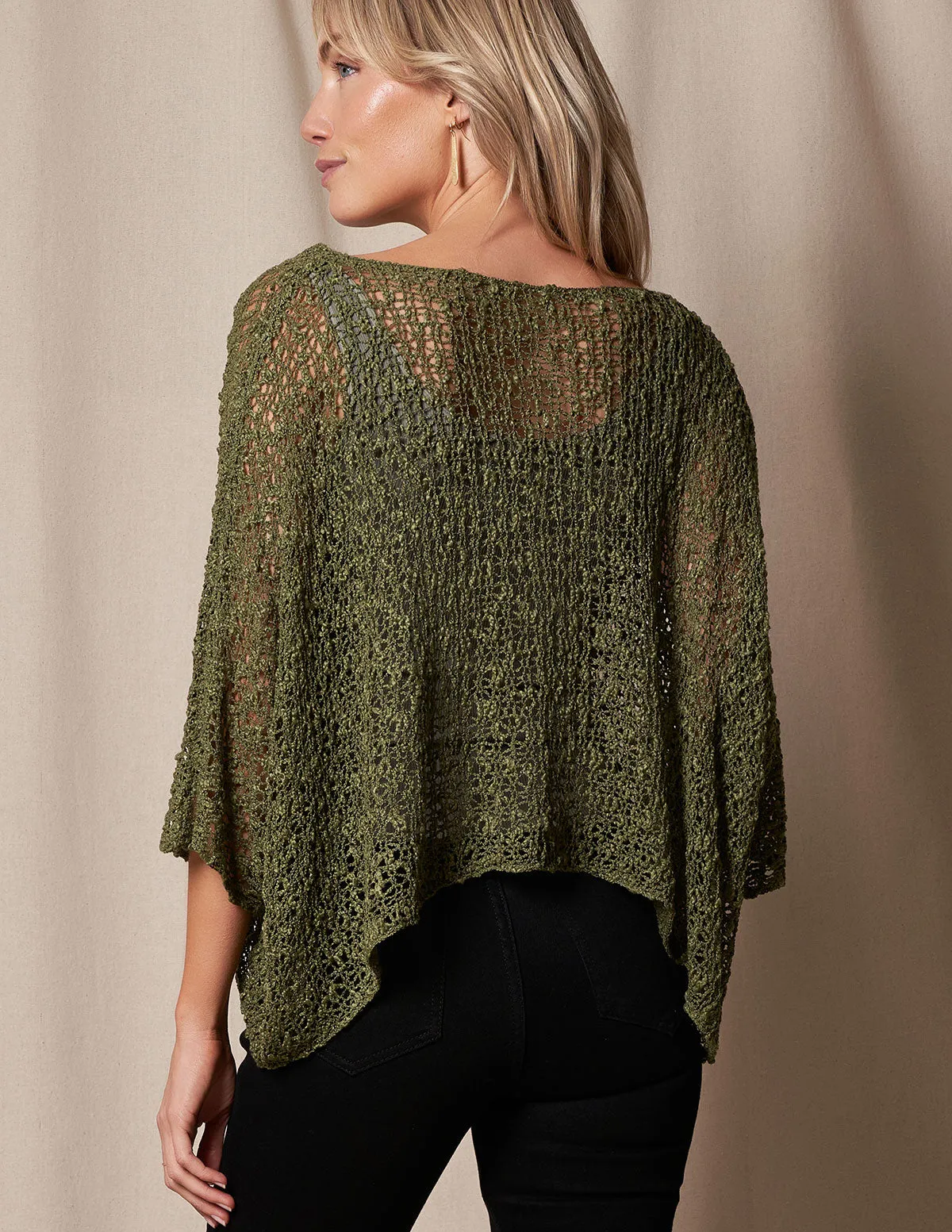 Handwoven Riva Knit Crop Poncho