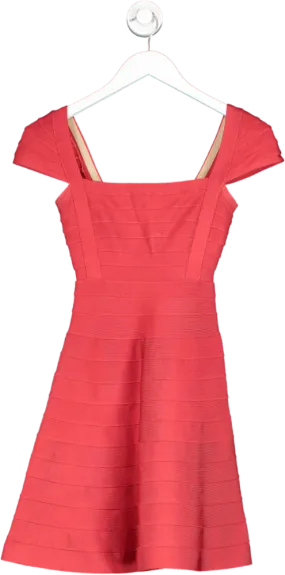 Herve Leger Red Jude Bandage Dress UK XXS