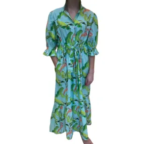 Holly Shae - Catherine Dress - Birds in Paradise Blue Flamingo