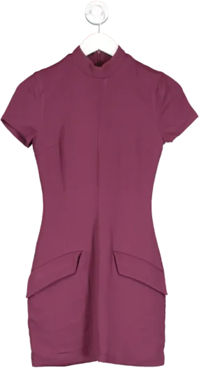 House of CB Purple Alia Flap Pocket Woven Mini Dress UK XS