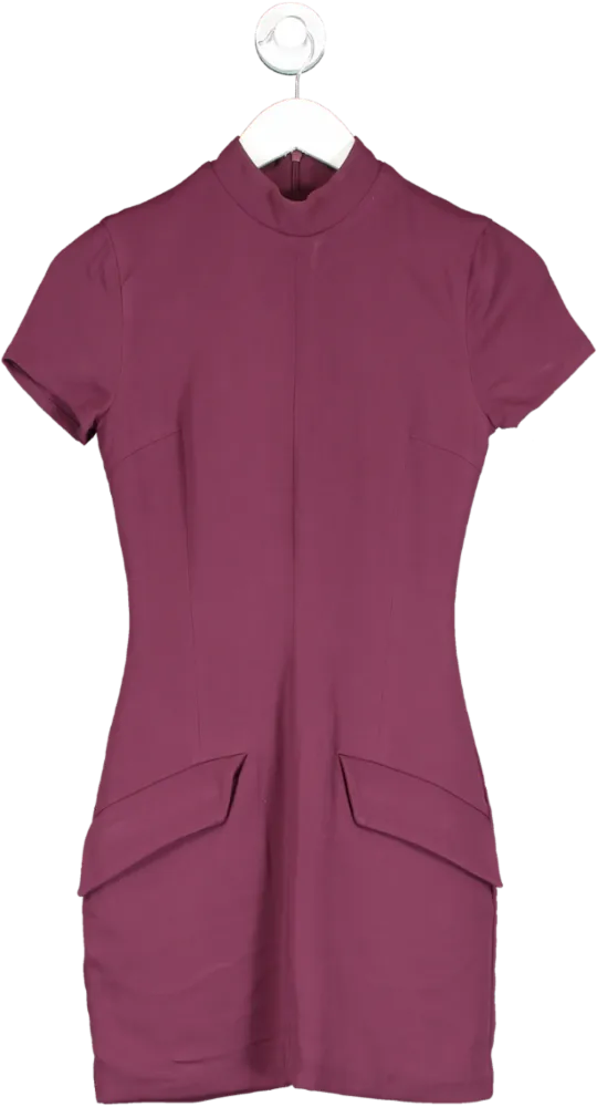 House of CB Purple Alia Flap Pocket Woven Mini Dress UK XS