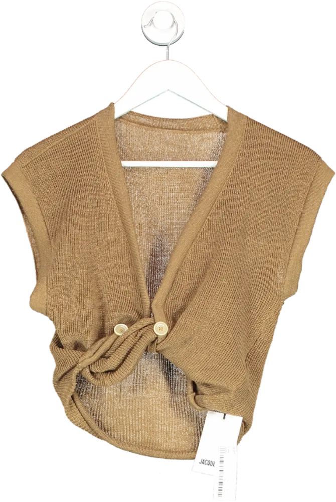 JACQUEMUS Brown Le Haut Noue Knotted Crop Top UK 8