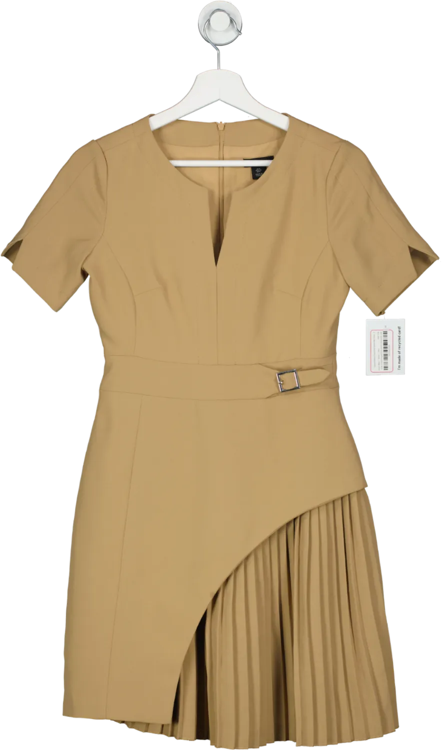 Karen Millen Brown Tailored Military Pleat Short Sleeve Mini Dress UK 6