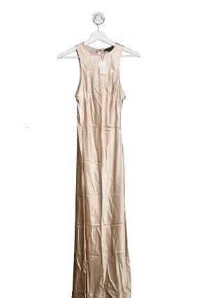 Karen Millen Cream Satin Woven Column Maxi Dress UK 6