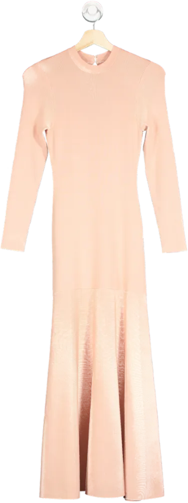 Karen Millen Pink Premium Drape Comp-act Knit High Low Dress UK XS