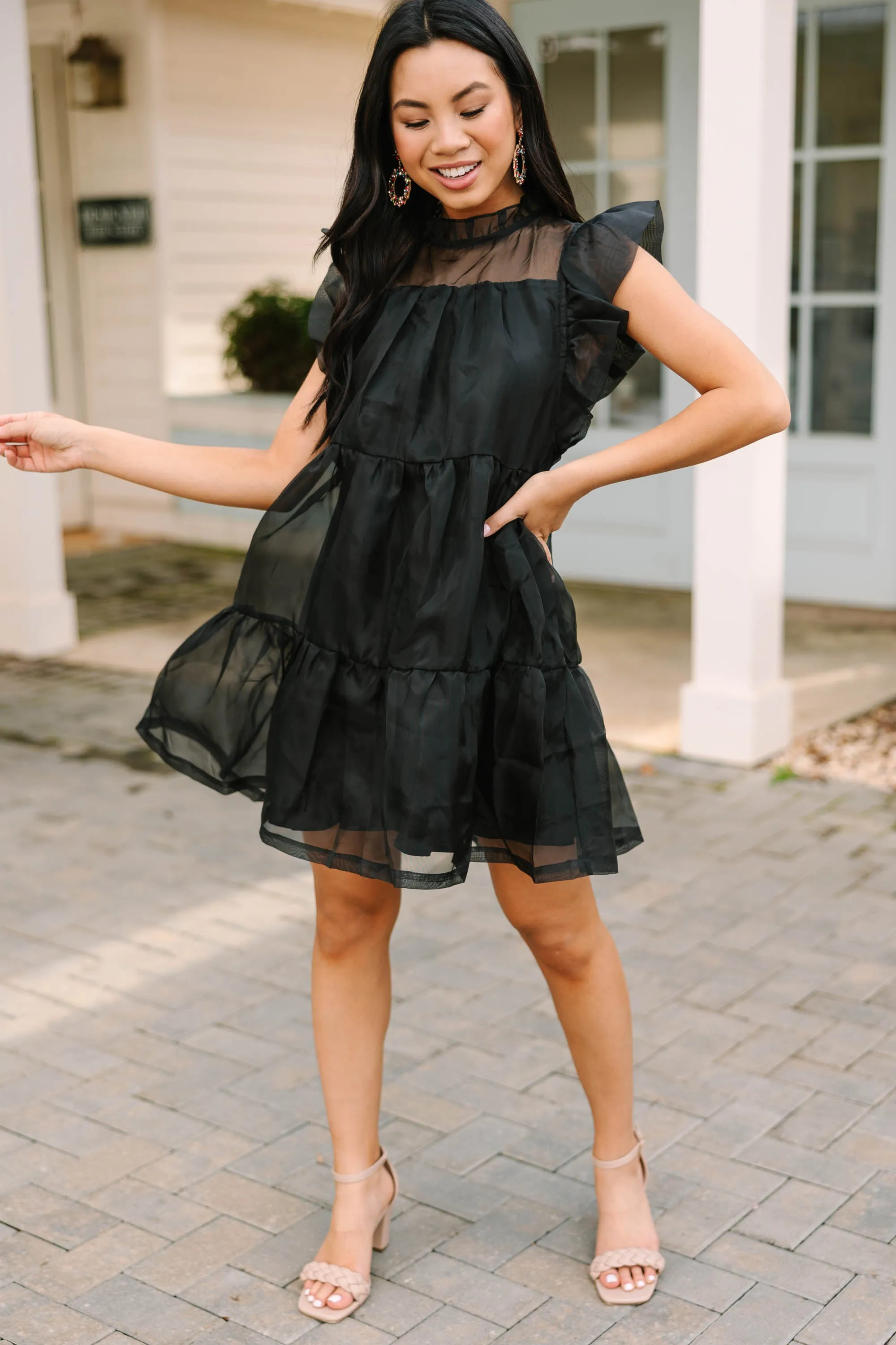 Keep Watch Black Ruffled Dress