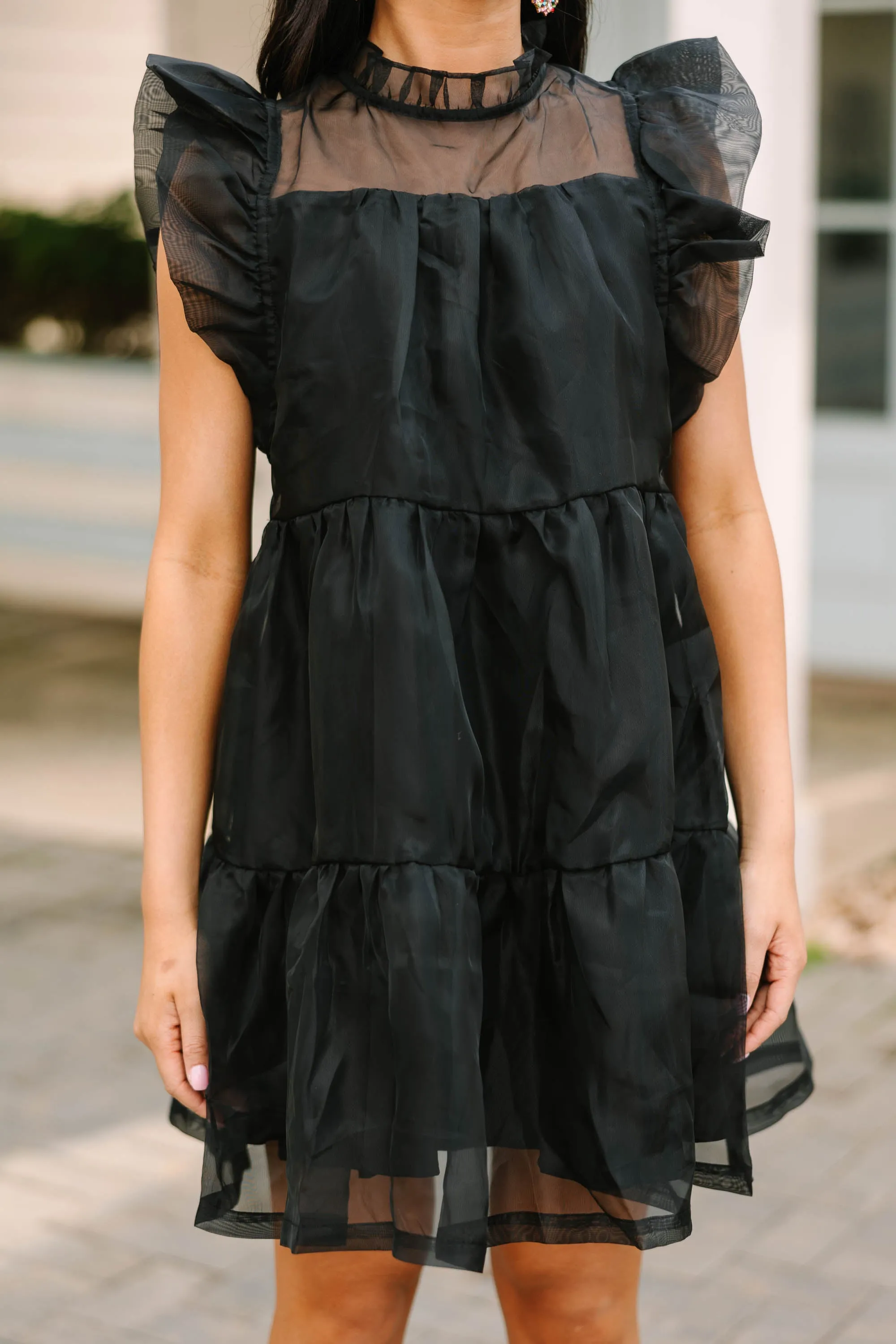 Keep Watch Black Ruffled Dress