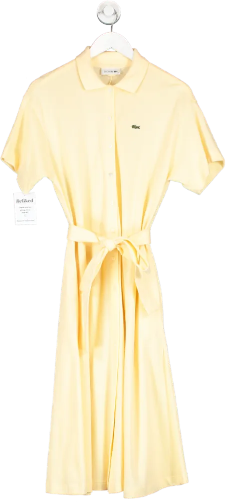 Lacoste Yellow Logo Polo Midi Dress UK 8