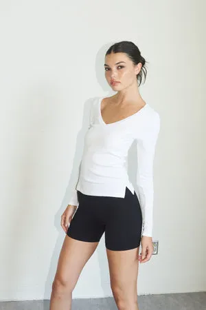 LNA Clothing Ribbed V Long Sleeve Top - Multiple Colors!