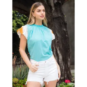 Lola Ombré Flutter Sleeve THML Top-SALE